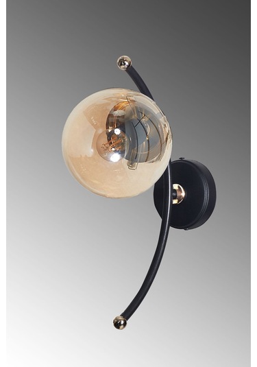 Luzarana Nora Siyah-gold Metal Gövde Bal Camlı Tasarım  Aplik Sarı