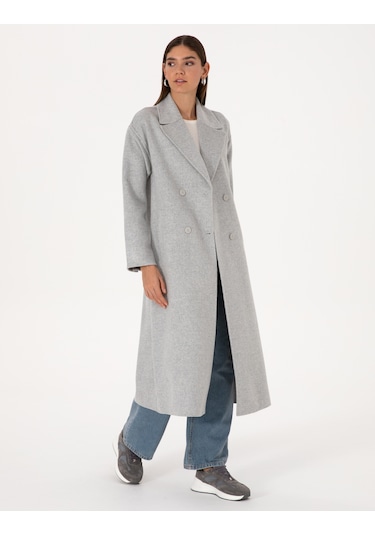Pierre Cardin Kadın Açık Gri Melanj Kaban 50308929-vr091 Açık Gri Melanj