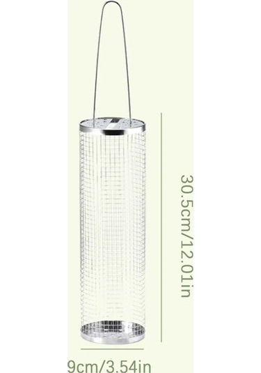 Saplı, Silindirik Paslanmaz Çelik Izgara Sepeti, Dış Mekan Izgara Sebze Izgara Ağı Borusu, Izgara Ağı, 30,5 Cm