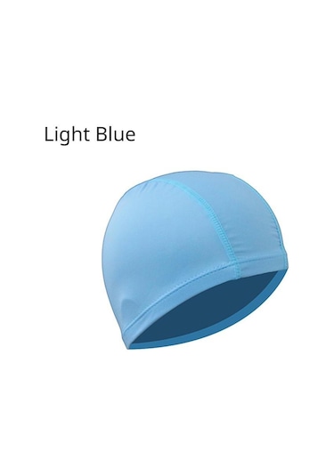 Göl Mavisi 1 Adet Düz Renk Kumaş Yüzme Şapkası Erkek Ve Kadın Uzun Saç Naylon Kumaş Şapka Erkekler Ve Kadınlar İçin Ücretsiz Boyut Düz Renk Mavi