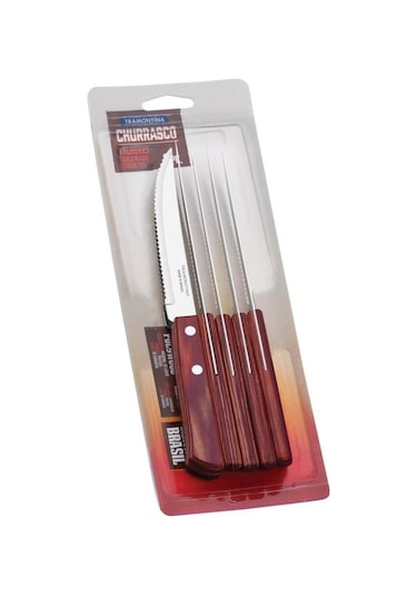 Tramontina Churrasco 21198/715 Biftek-Steak Bıçağı (6lı Blister) Kahverengi