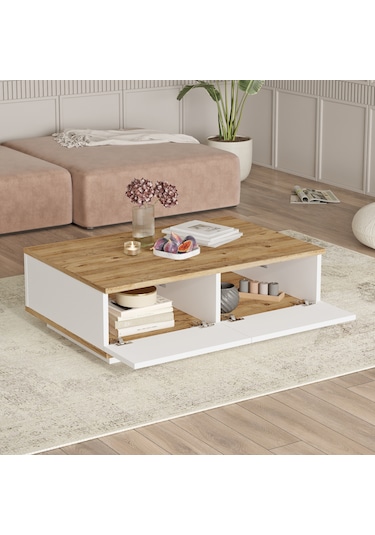 Robin Home Loft Orta Sehpa 2 Kapaklı Çam-Beyaz