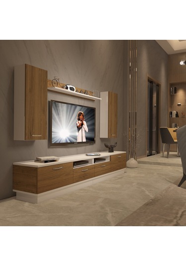Decoraktiv Trendstyle 5220d Mdf Tv Ünitesi Tv Sehpası - Beyaz Pera Beyaz - Meşe