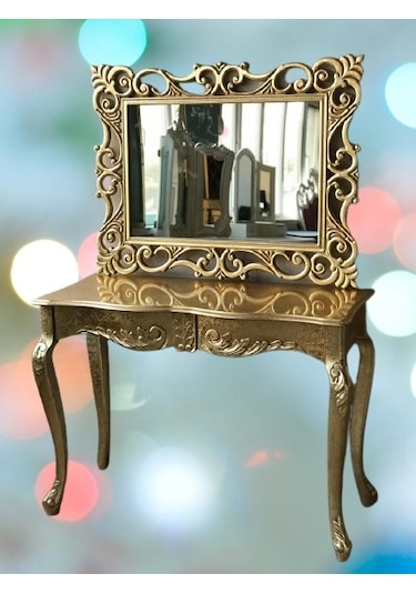 Dresuar Aslan Ayak Model Kayın Torna Parlak Gold Lake Çekmece Ayna Lüx Oyma Gold Dresuar Aslan Ayak Model Kayın Torna Parlak Gold Lake Çekmece Ayna Lüx Oyma Gold