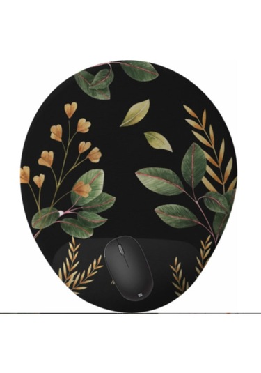 Black Flower Bilek Destekli Tasarım Mouse Pad Mousepad