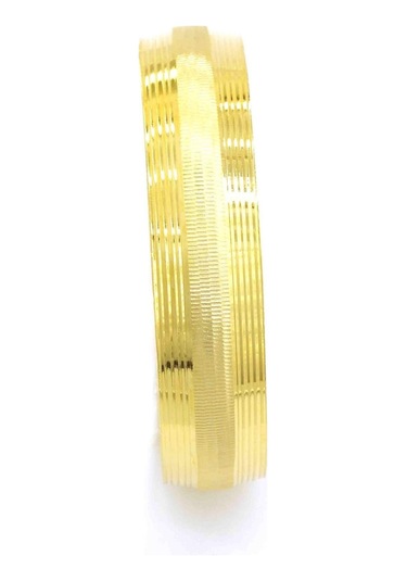 Altın Kaplama Dikey Çizgili Bilezik 15 Mm Kalınlık Blz-1104 Altın