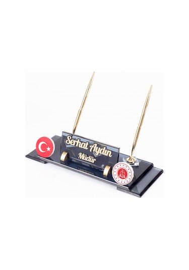 Adalet Bakanlığı Logolu Türk Bayraklı Masaüstü İsimliği