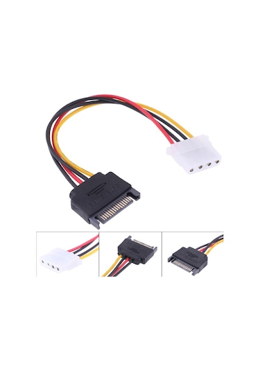 4843 Sata Kasa Hdd Dişi Erkek 4 Pin Power Molex Güç Kablosu 20 Cm