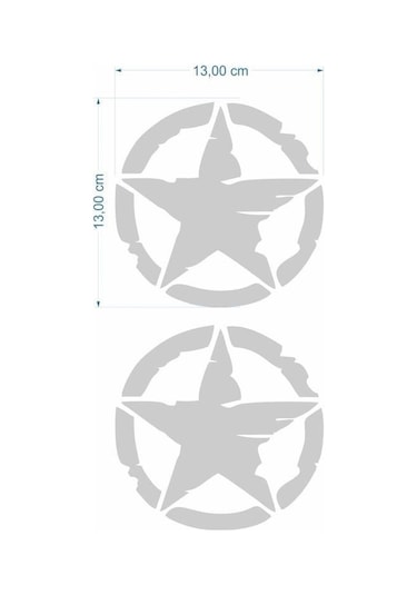 Army Yıldız 13 X 13 Cm Gri Sticker 2 Li