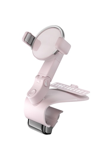 Yifomall Araç Telefon Tutucu 360 Döner - Navigasyon İçin Kolay Erişim, Tek Elle Kaldırma, Sabit Tutma Ve Gizlenebilir Park Numarası Pembe