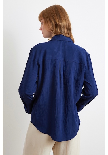 Paralel Çizgili Gömlek Lacivert Lacivert