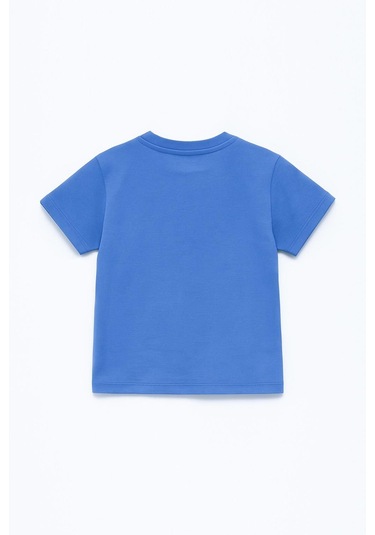 Erkek Çocuk %100 Pamuklu Baskılı Kısa Kollu Tişört - Mavi 3-4 Yaş 8-9 Yaş Mavi