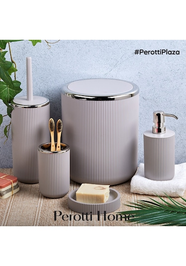 Perotti 13194 Lisbone Wood 5 Li Banyo Seti Füme Füme