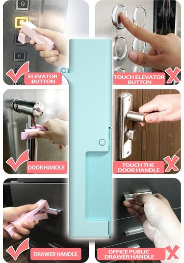 Konesam Pembe Kapı Ve Asansör Düğmesi Dokunmadan Açma Aleti - Abs Malzeme - Enfeksiyon Önleyici Mini Araç Pembe