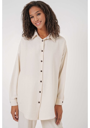 Gabria Keten Ön Düğmeli Takım Ekru