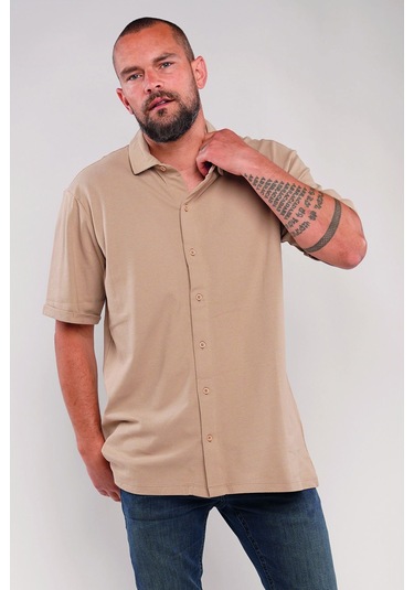 Gabria Katlama Kol Erkek Gömlek Vizon