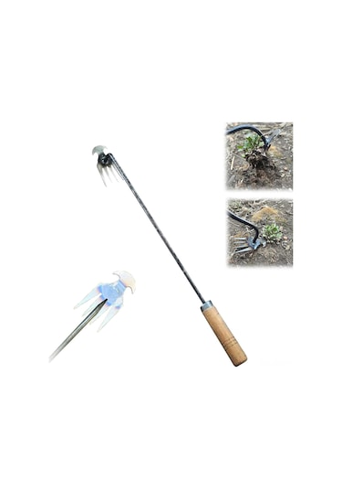 Wezone Bahçe Yabani Ot Temizleme Aleti - 4 Dişli Paslanmaz Çelik Çift Amaçlı El Aracı