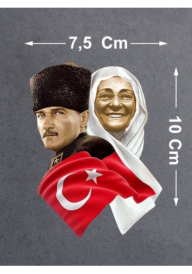 Atatürk Ve Zübeyde Hanım Sticker - Araba Oto Motosiklet Karavan Sticker - 00624 10X7,5 Cm