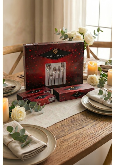 Gökdil Asya Silver 60 Parça 12 Kişilik Çelik Çatal & Kaşık Takımı Gümüş