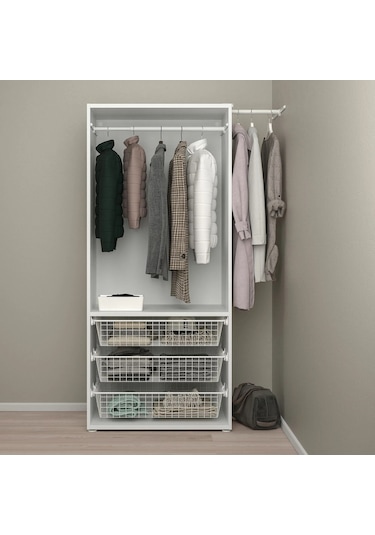 Ikea Beyaz Sağlam Kapaklı Gardırop 127x57x181 Cm