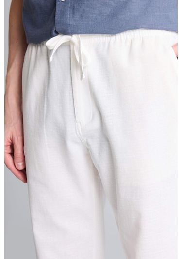 Defacto Regular Fıt Beli Lastikli Pamuklu Pantolon D2671ax26smer100 Ekru-er100