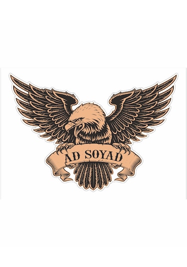 Kişiye Özel Ad Soyad Kartal Sticker - Kartal Eagle Beşiktaş Sticker - Araba Oto Motosiklet Karavan Sticker - 00070 12X8 Cm