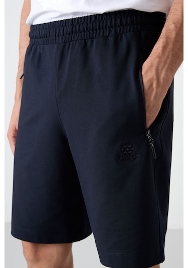 Tommy Life Lacivert Gizli Fermuar Arka Cepli Bağcıklı Standart Kalıp Erkek Şort - 81136 Lacivert