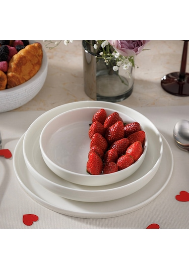 Mudo Home Ephesus Whıte Çukur Tabak Seti 22cm - 6lı Beyaz