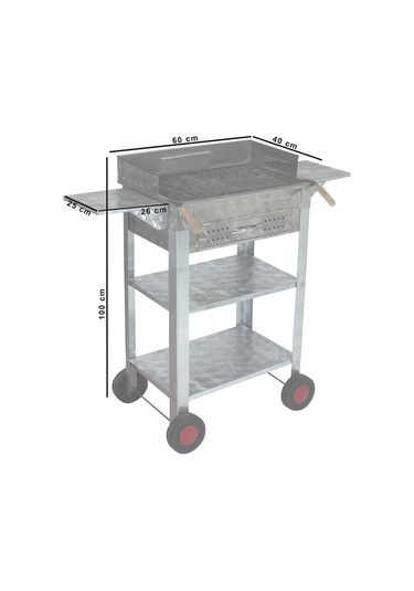 Metehan MTH-44 Pervazlı - Çekmeceli - Kanatlı - Maltız Izgaralı - Dört Tekerlekli Battal Boy Mangal