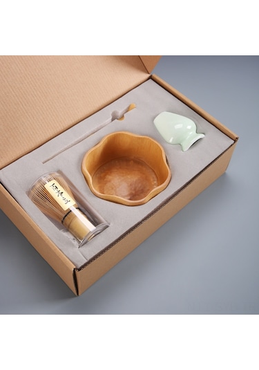 Symbee Günlük Kullanım İçin Dayanıklı Bambu Malzemeyle Yapılmış Çay Fırçalama, Çay Seti, 4 Parça Japon Stil Kutuyla, Çay Hazırlama Aleti Gümüş