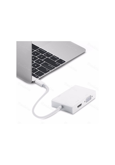 Type C To Hdmı Vga Dvı Usb 3.0 4498P Çevirici Adaptör Apple Uyumlu MacBook Hub