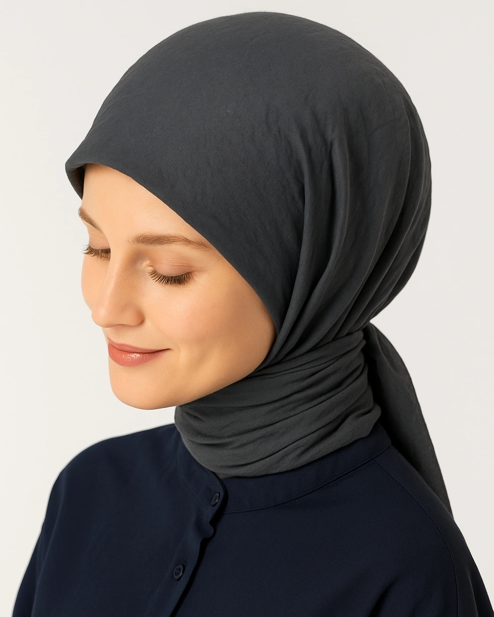 Konfor Eşarp 195x85 Cm 4 Mevsim Kullanım Terletmez, Kaymaz, Pamuk Polyester Karışımlı Rahat Eşarp Antrasit