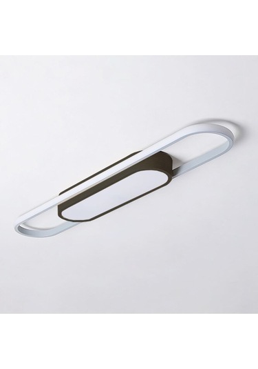 Tavan Led Avize Burn Plafonyer 40x16cm Çevresinde Eko Profil 70cm Siyah - Sarı