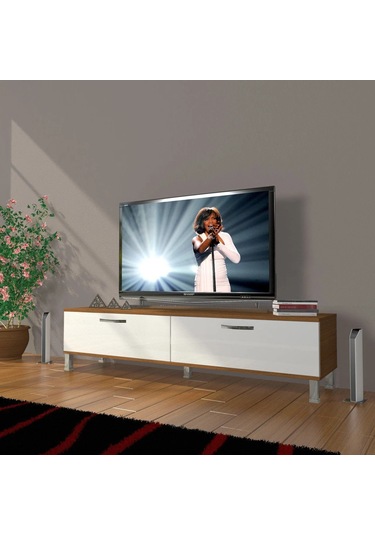 Decoraktiv Eko 140 Mdf Std Krom Ayaklı Tv Ünitesi Tv Sehpası - Ceviz - Beyaz Ceviz - Beyaz