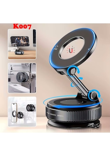 K007 Vakumlu Manyetik 360 Dönen Çok Amaçlı Araç Telefon Tutucu -