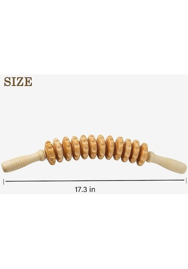 Padalink El Tutulu Ahşap Rulman Masaj Aleti - Yüz Ve Ayak Taşlakları İçin Meridyen Gövde Masajı, Heh Ağacı 12 Tekerlekli Eğik Tasarım Kahverengi