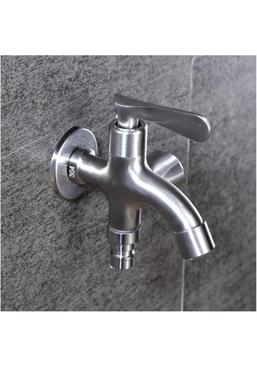 304 Paslanmaz Çelik Musluk Çamaşır Makinesi Musluk Çift Amaçlı Çamaşır Paspas Havuzu Musluk Çift Sap Tek Soğuk Su Musluk İplik G1/2 ' Paslanmaz Çelik