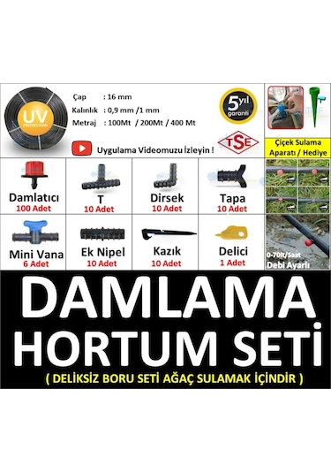 16Mm Mgf Damla Sulama Hortumu Sistemi Ve Ek Parçaları Boru Seti