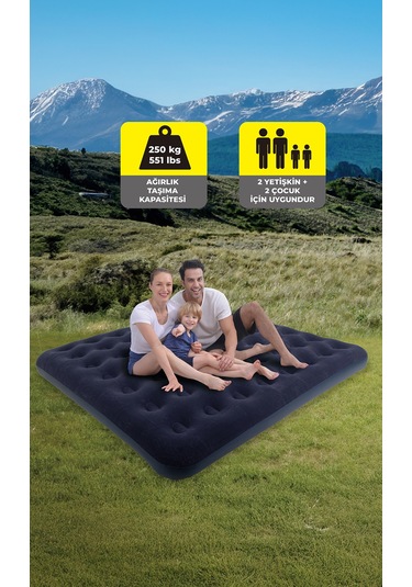 Terravita 20256-5 King Size Flocked Şişme Yatak 20256-5 203 x 183 x 22 CM Lacivert