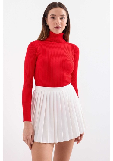 Gabria Fitilli Balıkçı Yaka Kazak Kırmızı