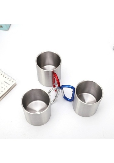 Dancemonkey 220ml Gümüş Gri Paslanmaz Çelik Kamp Kupası - Dayanıklı Ve Hafif Gri