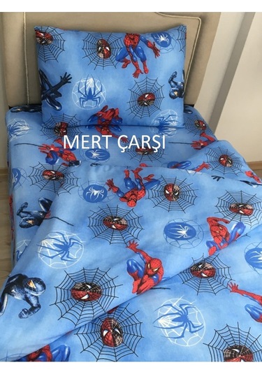 Lionas Tek Kişilik Spiderman Nevresim Çarşaf Takımı Mavi