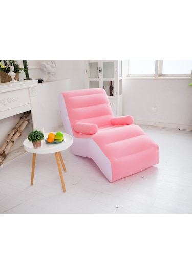 Snapbuy Şişme Tekli Koltuk, Kalın Pvc Kadife Yüzey, Katlanabilir Pembe