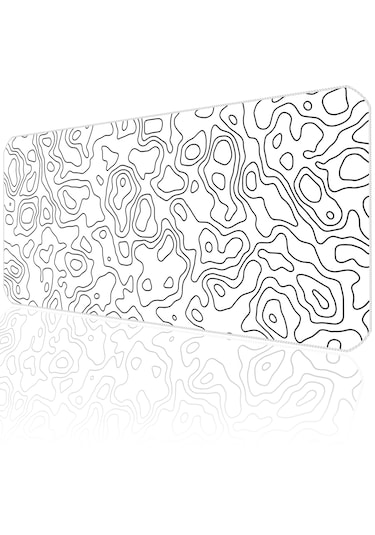 White Topography Map Mp077030 İlyuka Gaming Oyuncu Mousepad 70x30