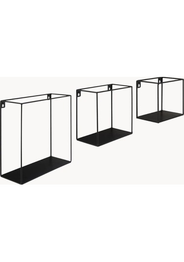 Nil Metal Saclı Duvar Rafı 3'lü Set Siyah
