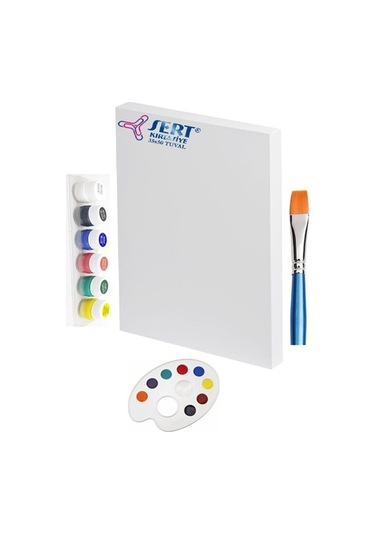 Sert Kırtasiye 4Lü Boyama Seti 35X50 Tuval Arkadan Zımbalı