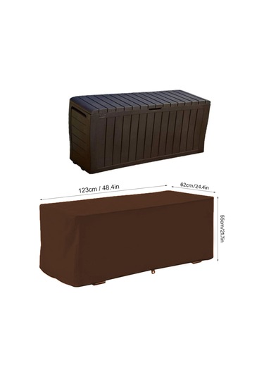 Xiyyadms Bahçe Dış Mekan Deck Kutusu Kılıfı 210d Oxford Kumaşı, Su/yağmur/uv/toz Koruyucu, 123x62x55 Cm Kahverengi