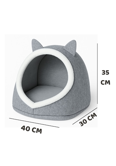 Beylini Katlanabilir Kedi Evi Keçe Pet Yatağı 40x35x34 CM