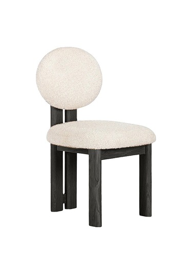 Coco İskandinav Teddy Natural Ahşap Bohem Sandalye Siyah - Beyaz