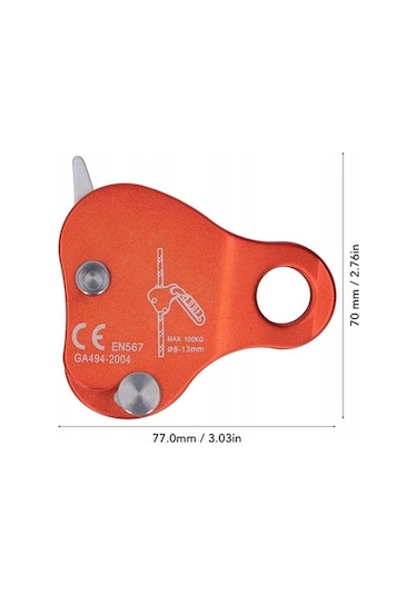 Funtree 100kn Alüminyum Tırmanma Makarası - 8-13mm Halat Uyumlu, Hafif Ve Dayanıklı Kırmızı Renkli, Turuncu